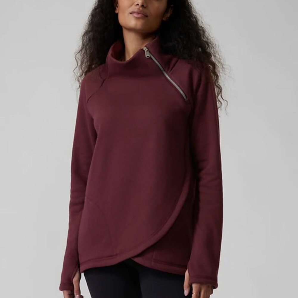 Athleta Cozy Karma Asymmetrical Zip Cowl Sweater